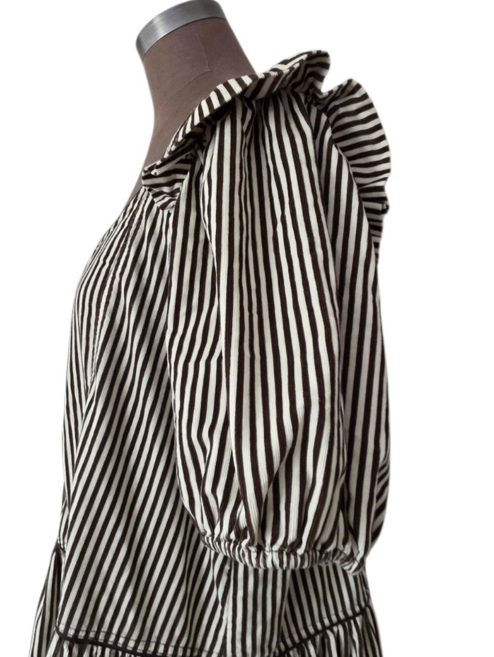 Free People Collier Cord Midi Dress – Brown Stripe Size Large - Picture 6 of 15